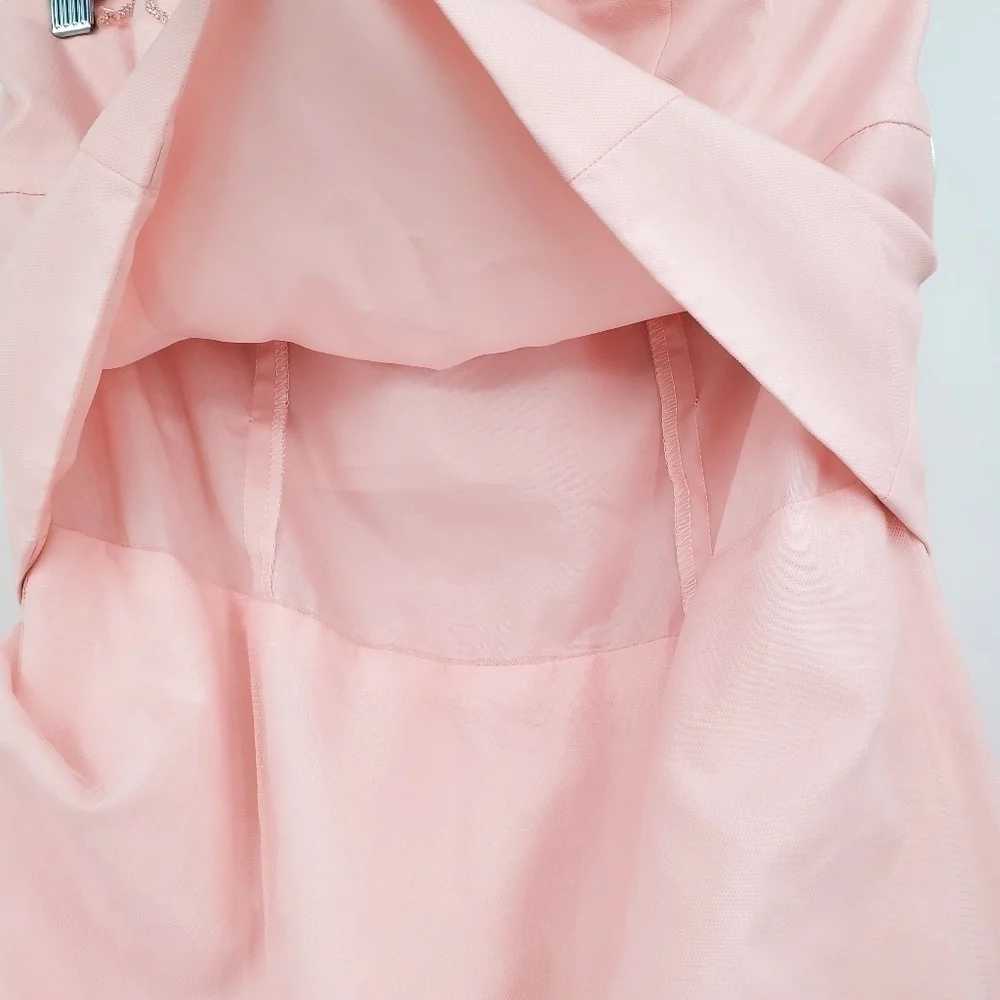 David's Bridal Pink Beaded Floor Lenght Gown